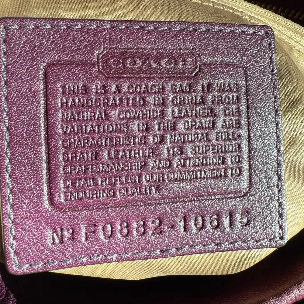 Coach Medium Carly Leather Hobo Bag Plum Purple Leather F0882-10615 2008